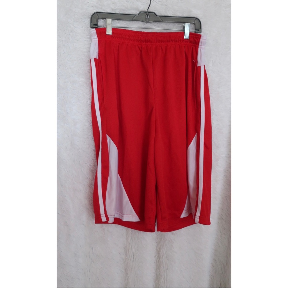 RED AND WHITE BASKETBALL SHORTS